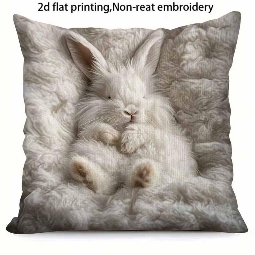 New Super Soft Pillowcase 2D Pattern Simulated Embroidery Cushion Cover Rabbit Cats Sheep 18x18in Sofa Pillow Cover Home Decor