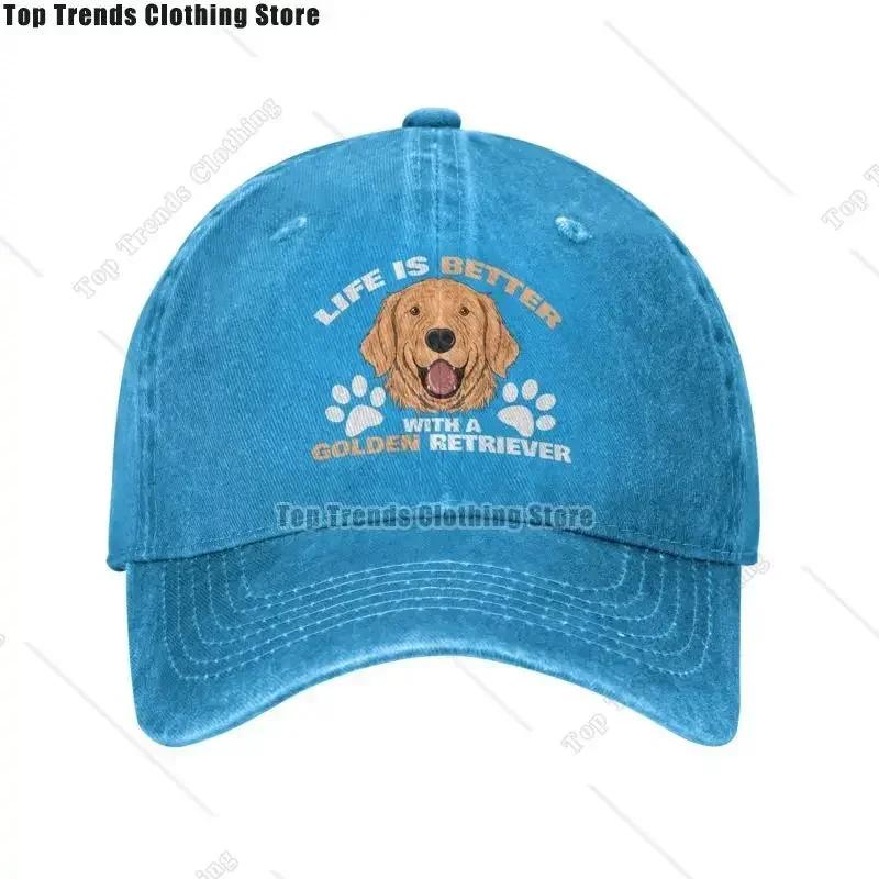 Life Is Better With A Golden Retriever Funny Gift Baseball Cap for Women Unisex Adjustable Animal Dog Dad Hat PerforUnisexce