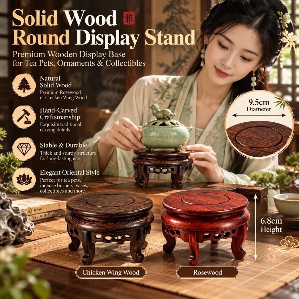 9.5cm Display Stand Base Round Wooden Bonsai Stand Vintage Wooden Display Pedestal  Patio Balcony