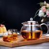 Pokaro Tea Teapot, Heat-Resistant Glass, Perfectly Round, 650ml, with Stainless Steel Strainer, Suitable for Fine-Leaf Tea, Shatter-Resistant,