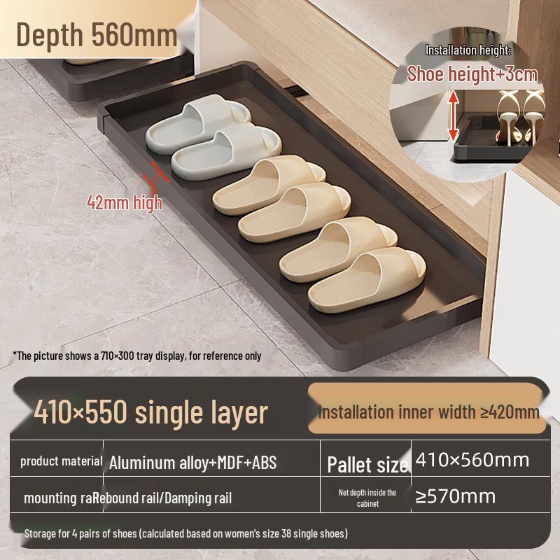 Shoe Cabinet with Kick Drawer and Slide Rail for Hallway