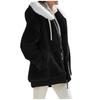 Giacca Casual da Donna in Pile con Cappuccio Cappotto Monocolore Caldo Cappotti in Cashmere Giacca con Zip Moda Abbigliamento Donna Autunno Inverno