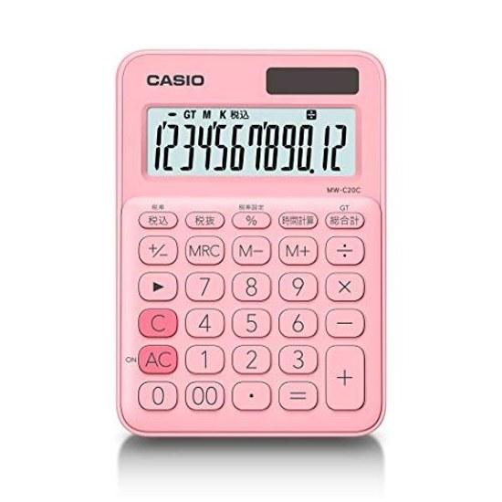 Casio Colorful Calculator Pale Pink 12 Digits Mini Just Type MW-C20C-PK-N