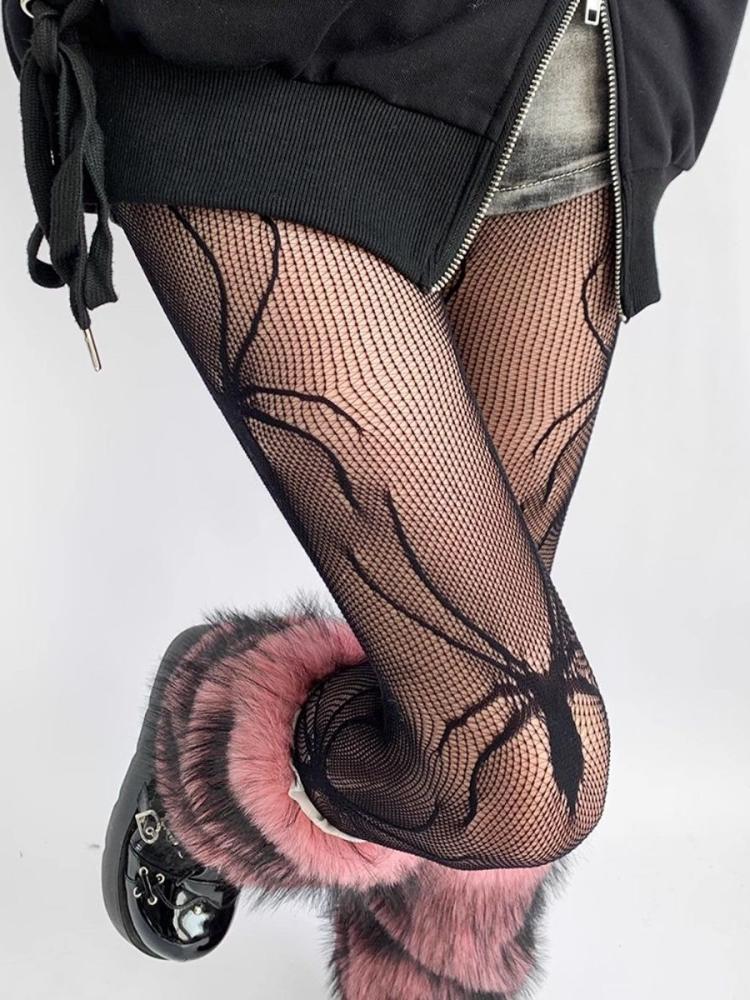 Neue Farbe Grau Nylon Spinnenmuster Netzstrumpfhosen Damen Sommer Sexy Netzstrümpfe Subkultur Gothic Cool Ausgeschnitten Strumpfhosen One Size