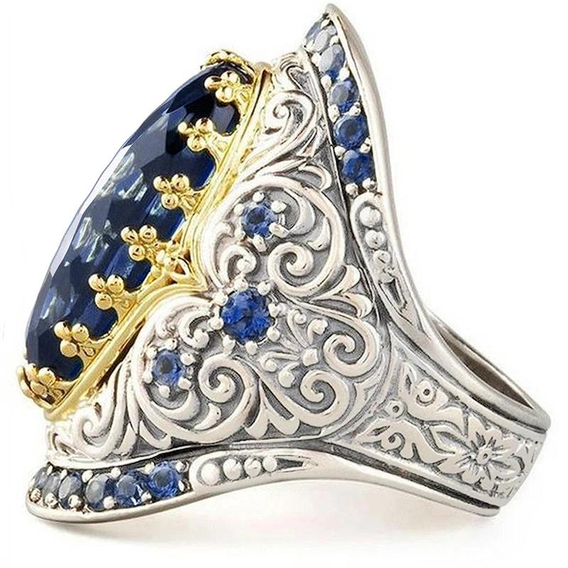 CAOSHI Luxury Exquisite Design Two Tone Rings with Big Oval Cubic Zirconia Temperament Accessories for Women Party Jewelry Gifts