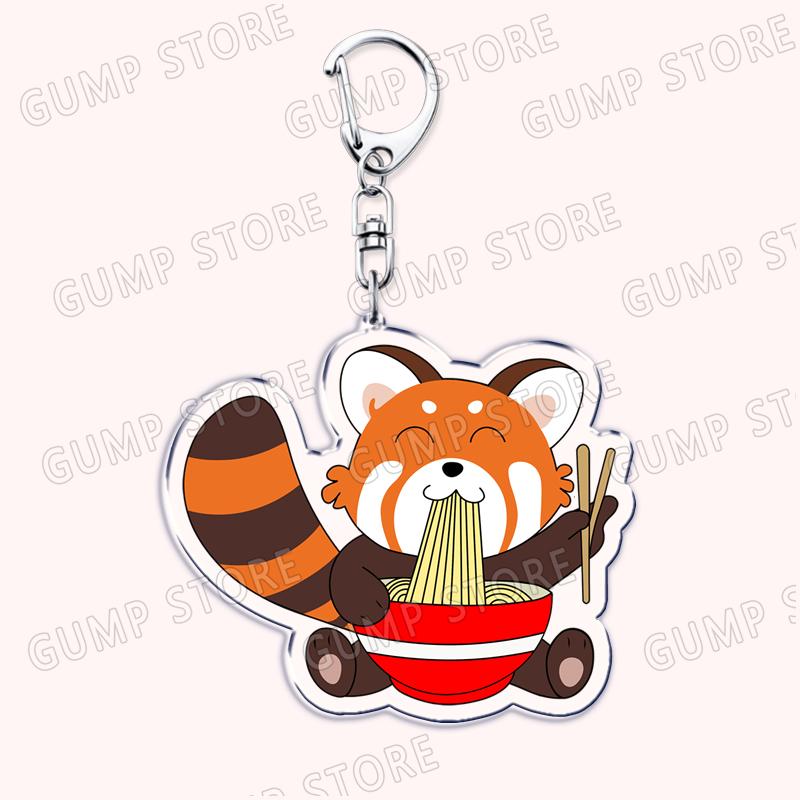 Hot Red Panda Eating Ramen Keychains for Accessories Cant Hear You Im Gaming Keyrings Jewelry Fans Friends Gifts