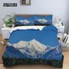 Snow Mountain Duvet Cover Set Polyester 3D Landscape Bedding Set for Teens Adults Ski Slope Winter Theme Queen Comforter Cover