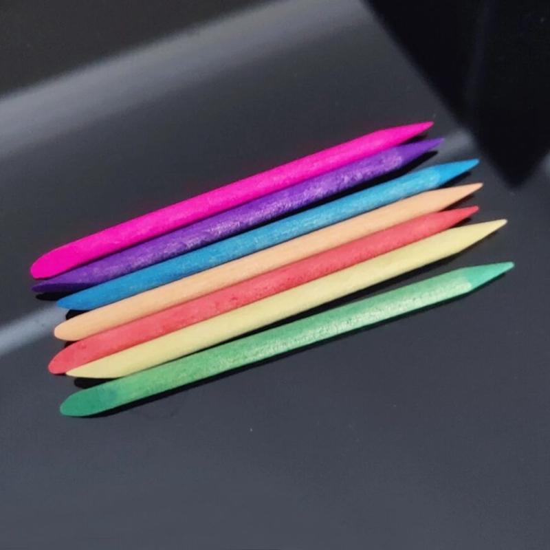 SunelPort Reusable Nail Art Orange Birch Wood Sticks 12.7cm Long 100Pcs Per Pack Double-Ended Beauty Wooden Picks Nail Pusher