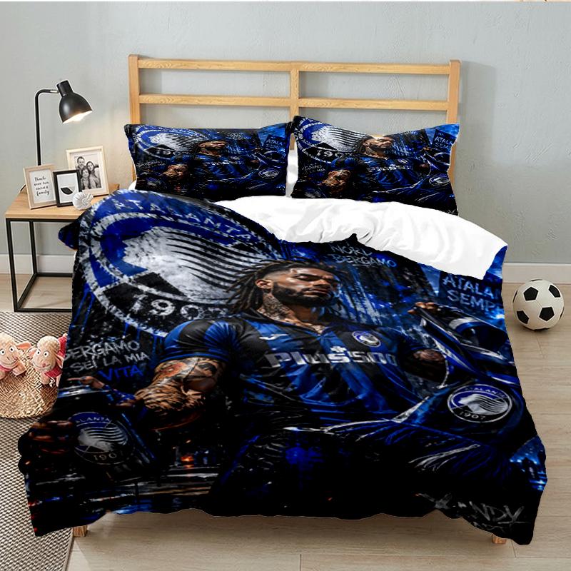 3PCS Football Atalanta Bedding set,Ideal For1pc Duvet Cover And 2pcs Pillowcases Perfect for Christmas gift,Ideal for Bedroom, Dormitory