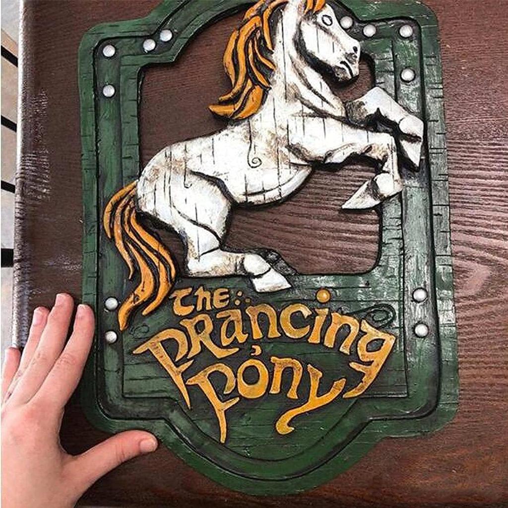 XYQ Lord of The Rings The Prancing Pony and The Green Dragon Pub Signs Set, Handmade Bar Style Sign, Pub Home Office Decorative Sign, 11 X 7 Inch