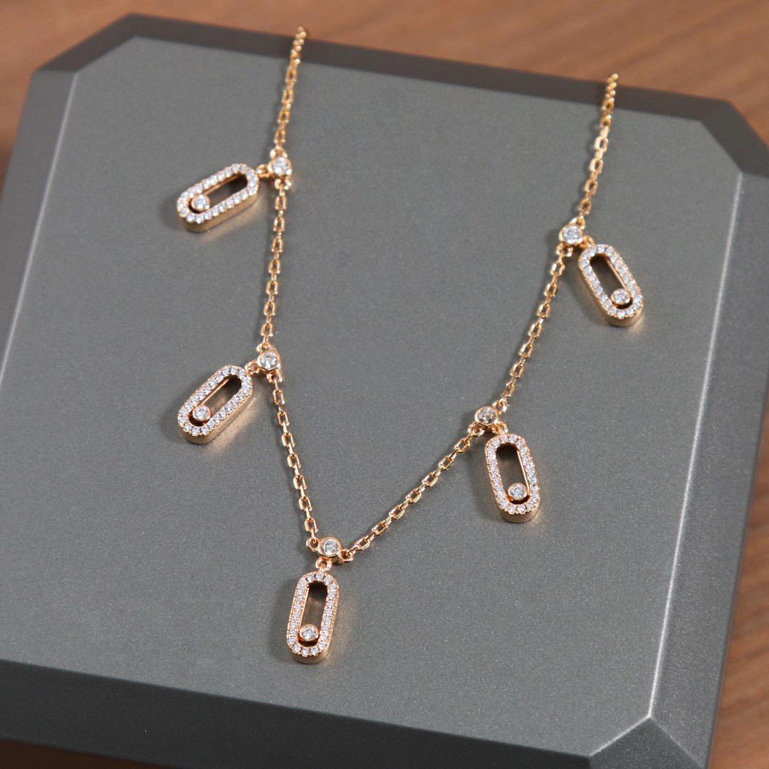 

Новый Горячий Бренд Винтажный Движущийся Бриллиант Ожерелье Роскошные Ювелирные Изделия Для Женщин Дизайнерская Подвеска Чистое 925 Серебро Женская Вечеринка Цепочка Ожерелья розового золота