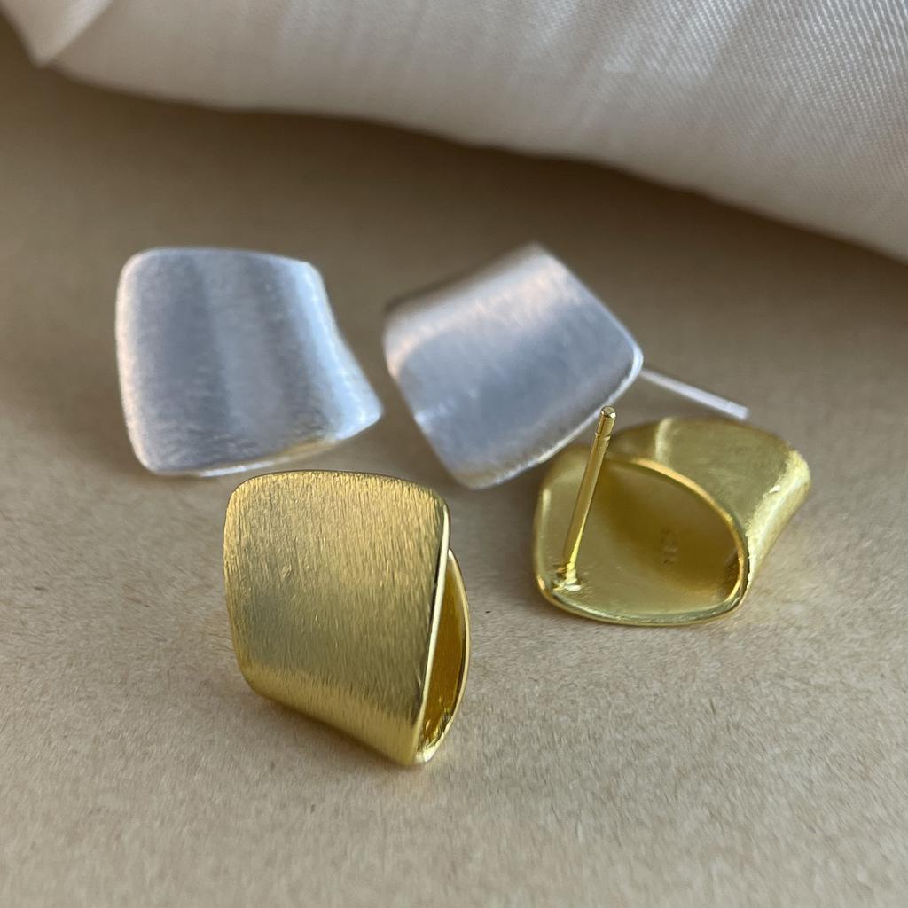 925 Sterling Silver Earrings For Women Trendy Shinning Square Gold Color Earring Jewelry Prevent Allergy Party Accessories Gift