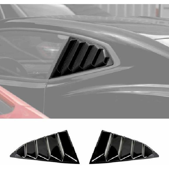 Black Rear Side Window Blinds Quarter Louver Trim for Chevrolet Camaro 2016-