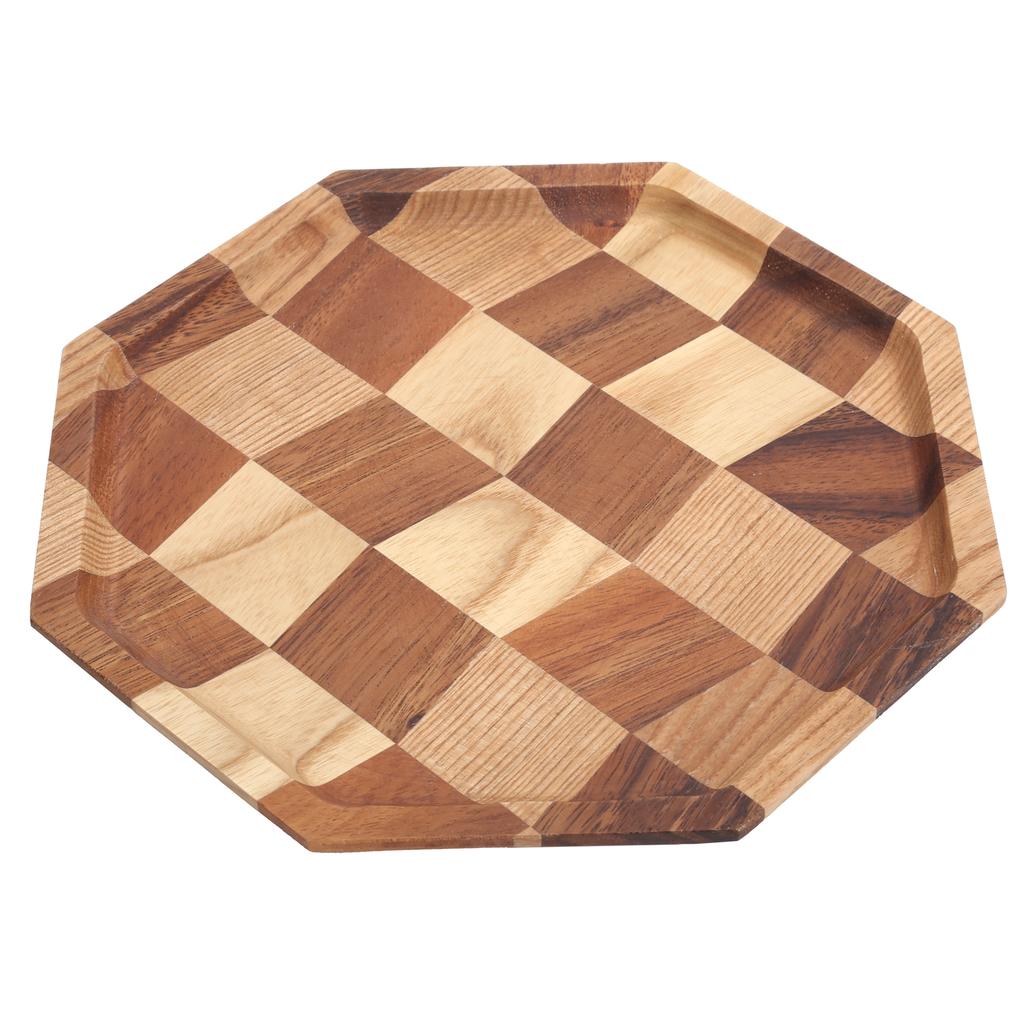 Kareli Desen Ahşap Tabak Meyve Tabakları Tutucu Çay Tepsisi Tatlı Akşam Yemeği Ekmek Servis Tepsisi