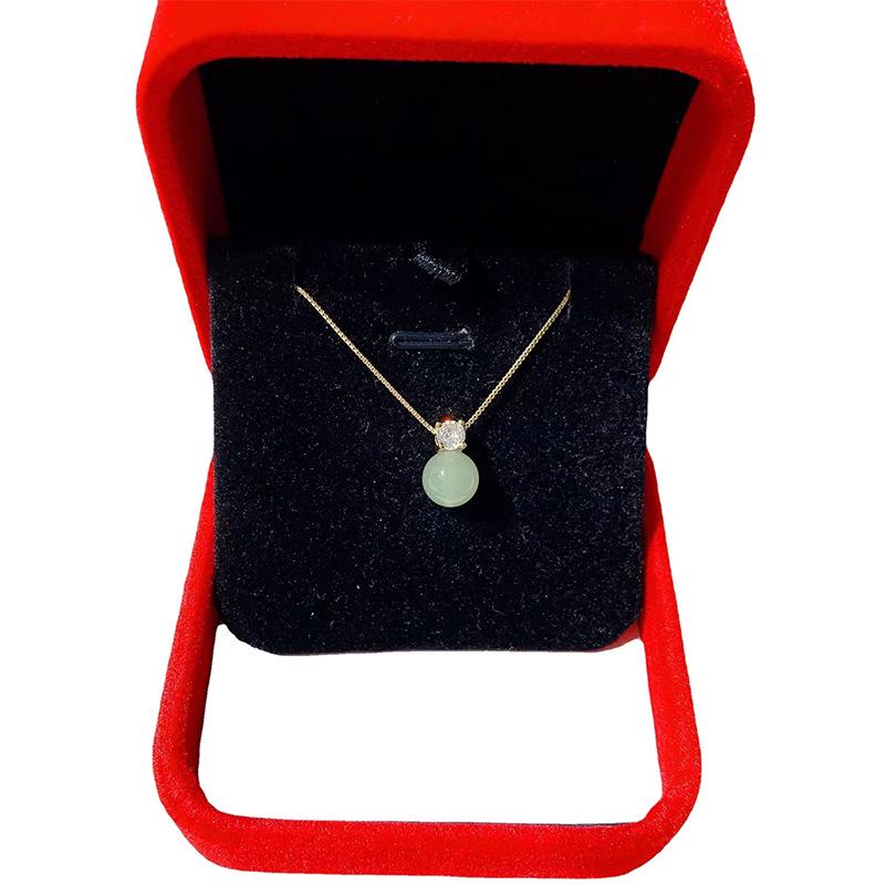 Jade Green Faux Hetian Jade Bead Necklace with Ladies Pendant Design