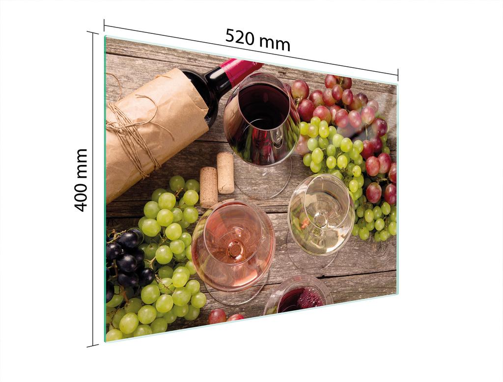 GLAS-SCHNEIDEBRETT 52x40 WEIN