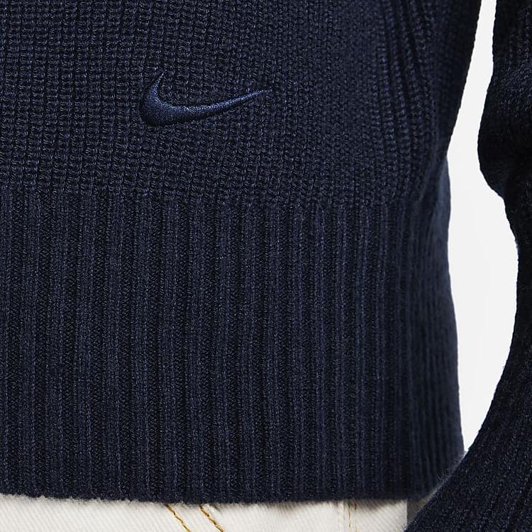 Nike Solid Color Loose Sports Casual Knit Pullover Long Sleeve Sweater Men Tops Obsidian FN3119-451