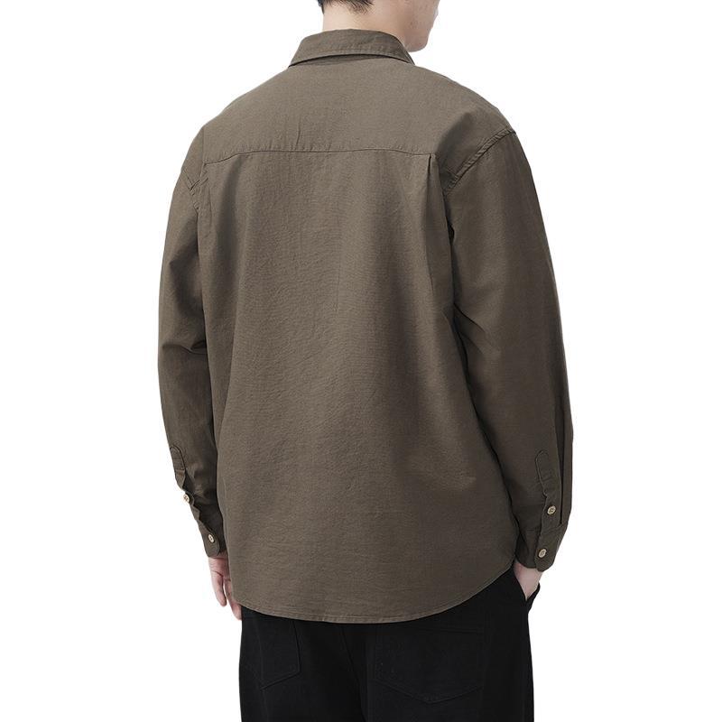 New Japanese Retro Men's Long-sleeved Loose Cotton Linen Shirt Casual American Versatile Shirt