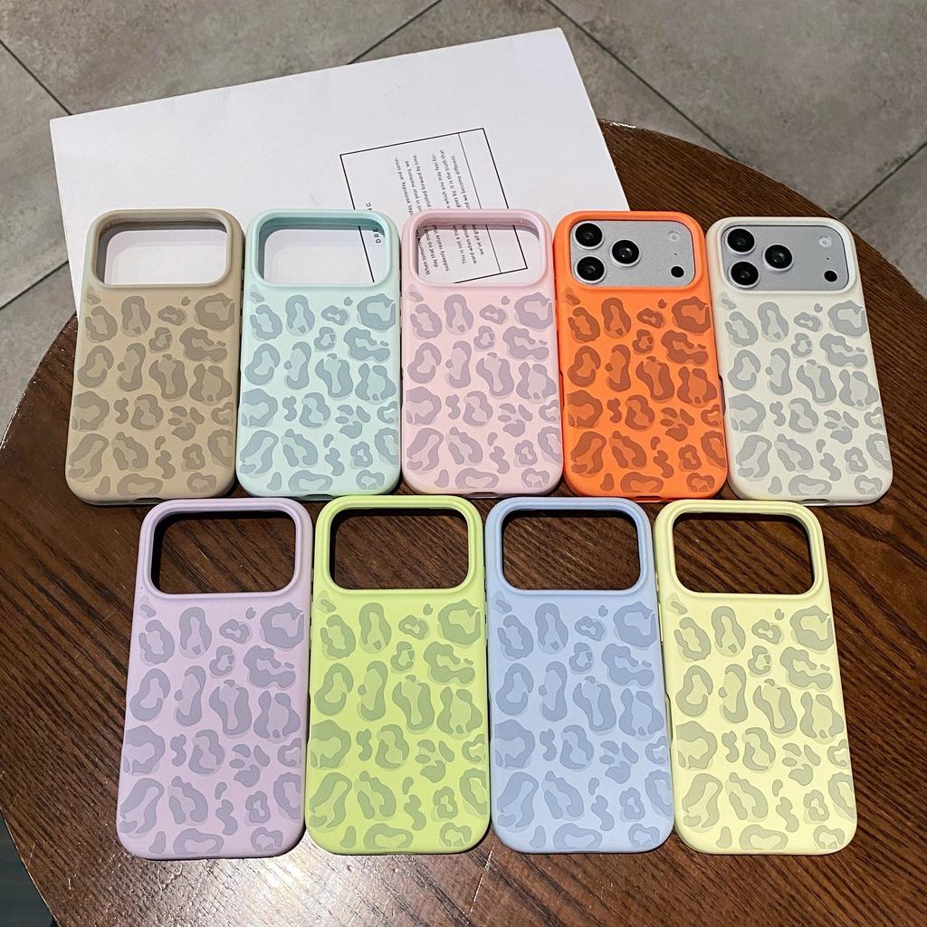 Liquid Silicone Leopard Print Soft Case For Apple iPhone 17 Air 16Pro 15 14Plus 13 Pro Max 16ProMax Protection Cover Shockproof Aesthetic Funda