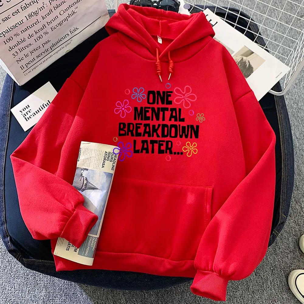 Winter Mädchen Hoodies Eine mentale Krise später Buchstaben Grafik Sweatshirts Damen Kleidung Sudaderas Casual Langarm Hoodie