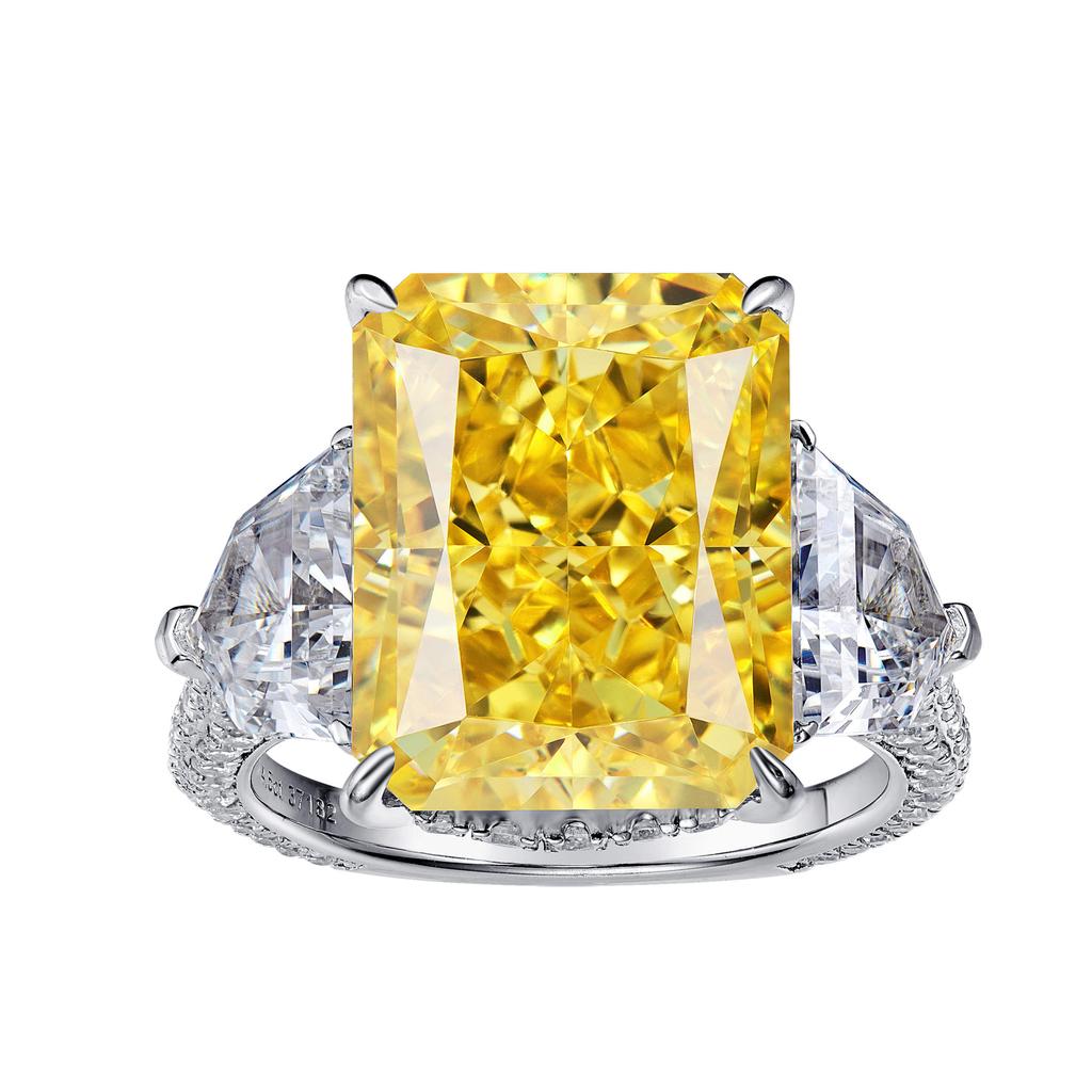 Luxusní žluté drahokamy CZ diamantové prsteny 925 stříbro rhodiované zirkonové jemné šperky prsten pro ženy