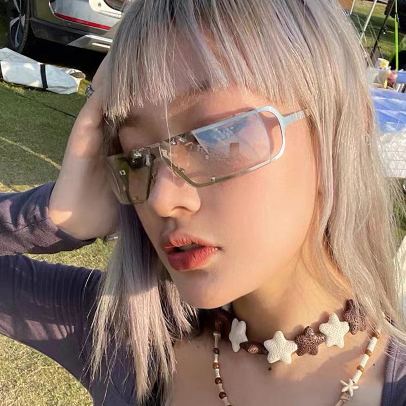 Square Women Sunglasses Vintage Rectangle Lens Female tie sun Glasses Men Retro Oculos Future technology sunglasses Eyewear