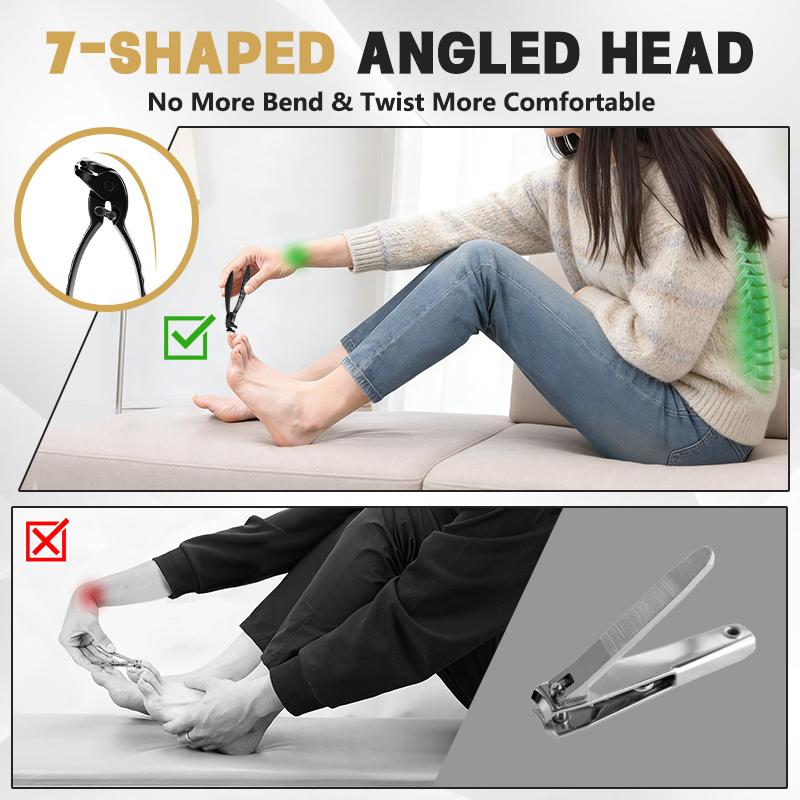 3/6PCS Set Wide Jaw Nail Clippers Angled Head Anti Splash Nail Clippers Ingrown Toe Nail Clippers for Thick Toenails Seniors