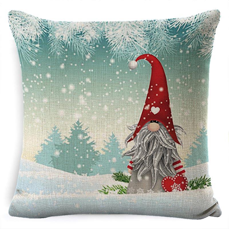 Pillow Cushion Cover Linen Santa Claus Pillow Cover Linen Material