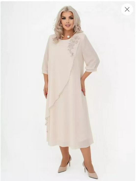 

2025 Принт Женское Однотонное Платье-Халат - Необычное Имитация Двойки L абрикосовый