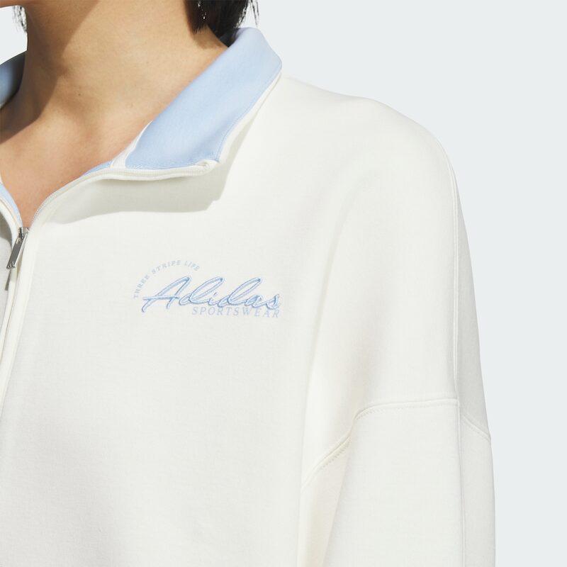 Adidas Sweatshirts Women's White Stand Collar Moderate Regular JZ1659