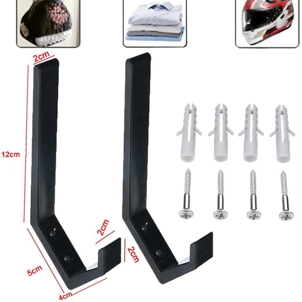 2 Pack Motorcycle Helmet Hooks, Multipurpose for Jackets, Keys, Bags, Heavy Duty Wall Hooks for Kitchen Cabinets and Home Doors
