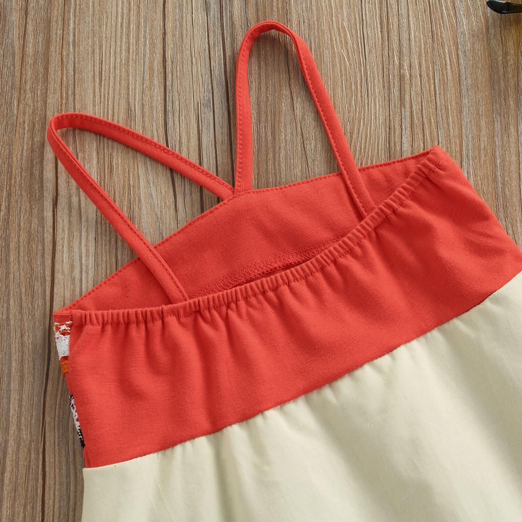 Baby Girls Casual Romper with Flower Decors, Apricot Patchwork Off-the-shoulder Sleeveless Jumpsuit, 0-24 Months