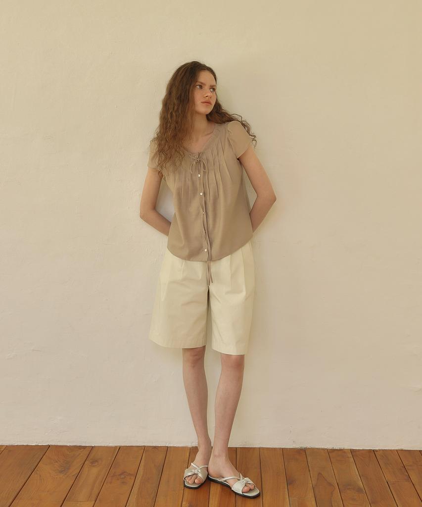 OURO Button Strap Midi Pants [ Cream ]