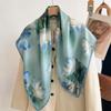 Elegant Chinese style blue magnolia silk large square scarf shawl silk scarf female gift mother mother mother-in-law elders