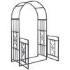 Outdoor Garden Arch with Double Gates, Metal Garden Arbor for Climbing Plants, Roses, Vines, Wedding Arch for Outdoor, 114L x 50W x 206H cm, Dark Grey