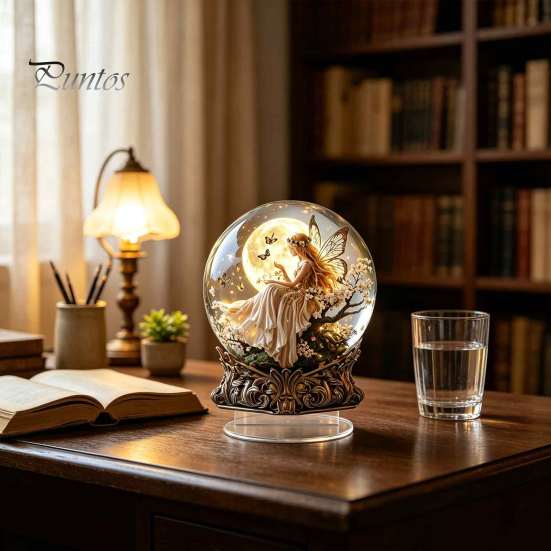 Outdoor Courtyard Decorations Moon Star/Fairy Crystal Ball Ornament, Decorative Acrylic Sphere for Bedroom Living Romantic Room Decor Desk Decor,