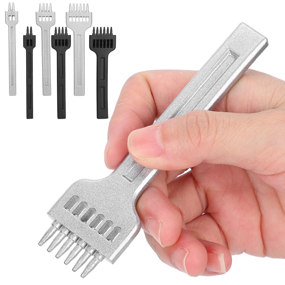 6ks Hrotové dláto Kulatý otvor DIY Kožený děrovací nástroj Vysokouhlíková ocel 2 otvory 4 otvory 6 otvorů 4mm