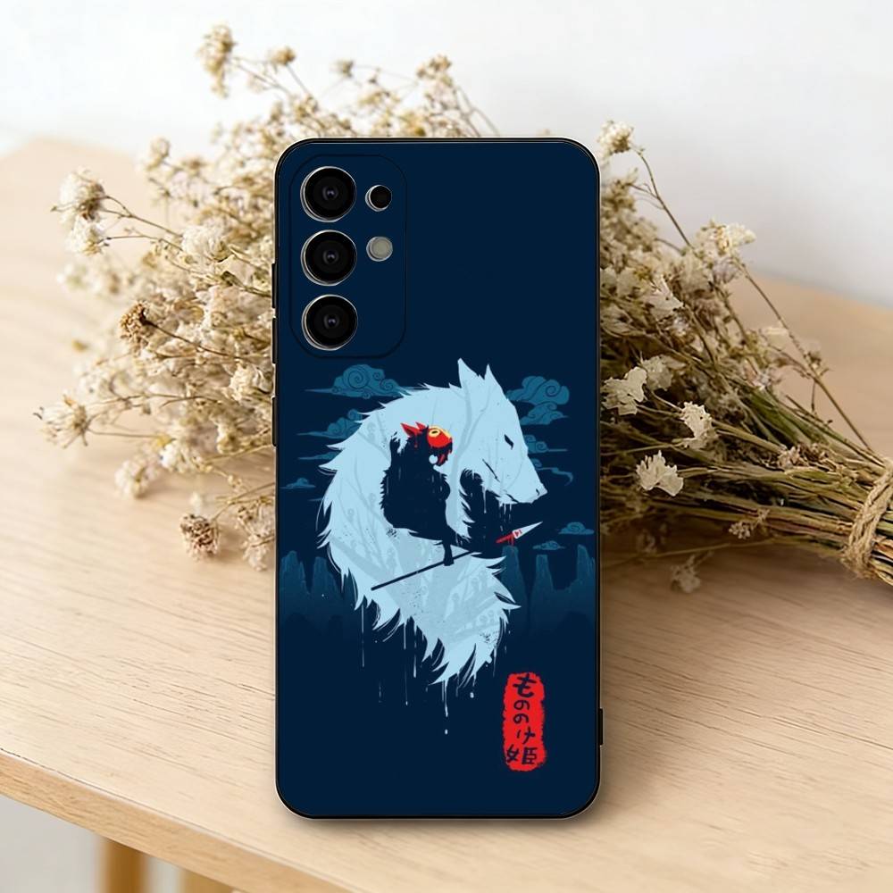 Princess Mononoke Retro Illustration Phone Case For Samsung S25,S24,S21,S22,S23,S30,Ultra,S20,Plus,Fe,Soft Silicone Black Cover