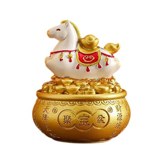 Čínské zvěrokruhové koňské sošky Rok koně Roztomilá otočná figurka koně Pryskyřice Šťastná Feng Shui ozdoba pro domácnost, kancelář, obchod Stolní dekorace