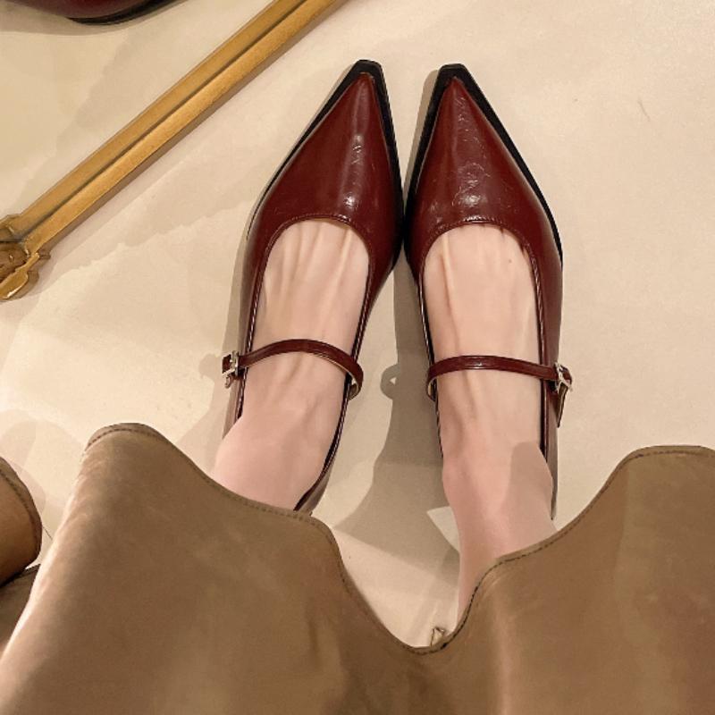 Fashion Woman Fashion Pointy Mary Jane Shoes 2025 Spring New Elegant Pumps Female Sexy Pointed Toe High Heels Thick Heel Party Shoes