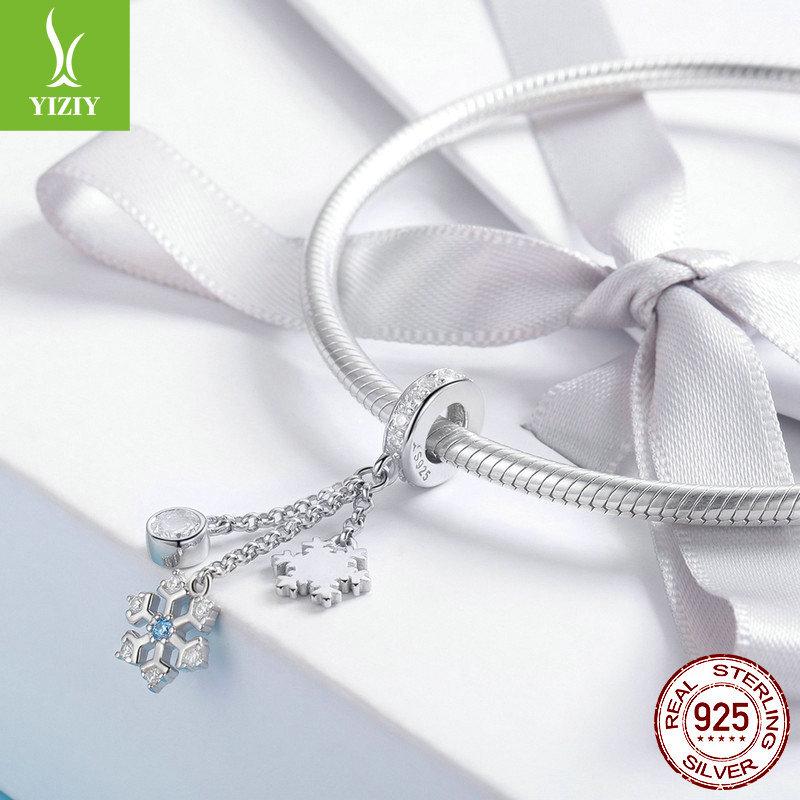 Winter Snowflake Silver Pendant S9 Platinum Plated Ladies Beaded Bracelet Necklace Accessories Scc1020