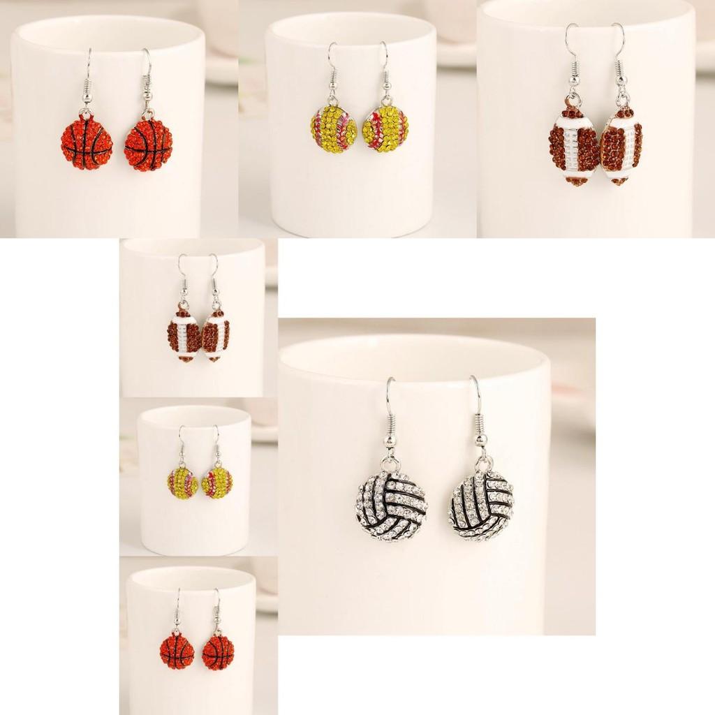 Water Diamond Football Dangle Earrings For Women With Classic Shape And Stylish Finish