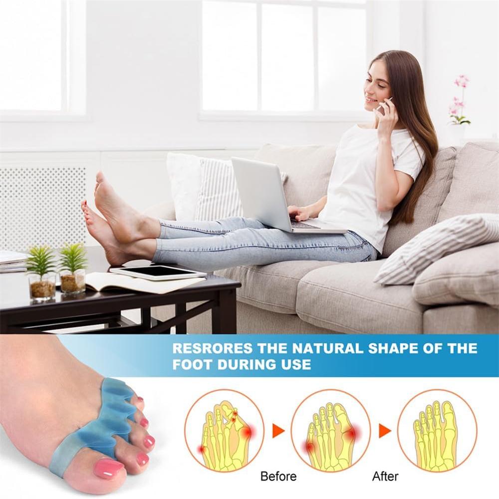 Silicone Toe Separators for Overlapping Toes & Hammer Toes, Ergonomic Toe Straightener for Yoga & Daily Relief, 1 Pair