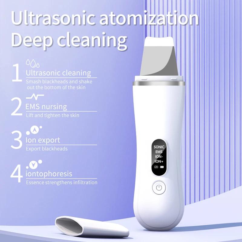 New Ultrasonic Skin Scrubber Facial Deep Cleansing Blackhead Remove Ultrasonic Cleansing Cavitation Peeling Shovel Skin Scrubber