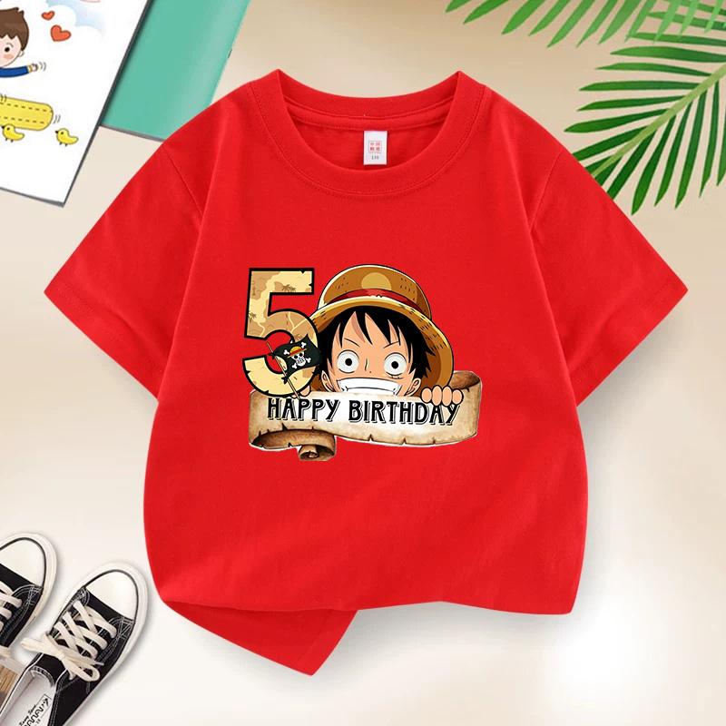 New Arrival AnimeThemed Happy5 Birthday Kids Pure Cotton Printed TShirt A Perfect Gift