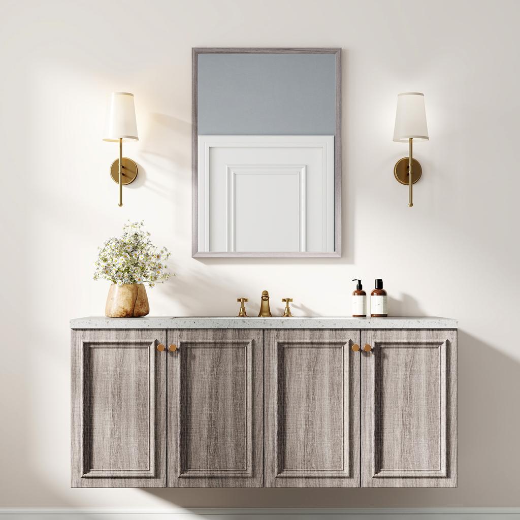Wall Bathroom Mirror, 50 X 70 Cm Wall-Mounted Mirror for Living Room, Bedroom, Hallway, Grey