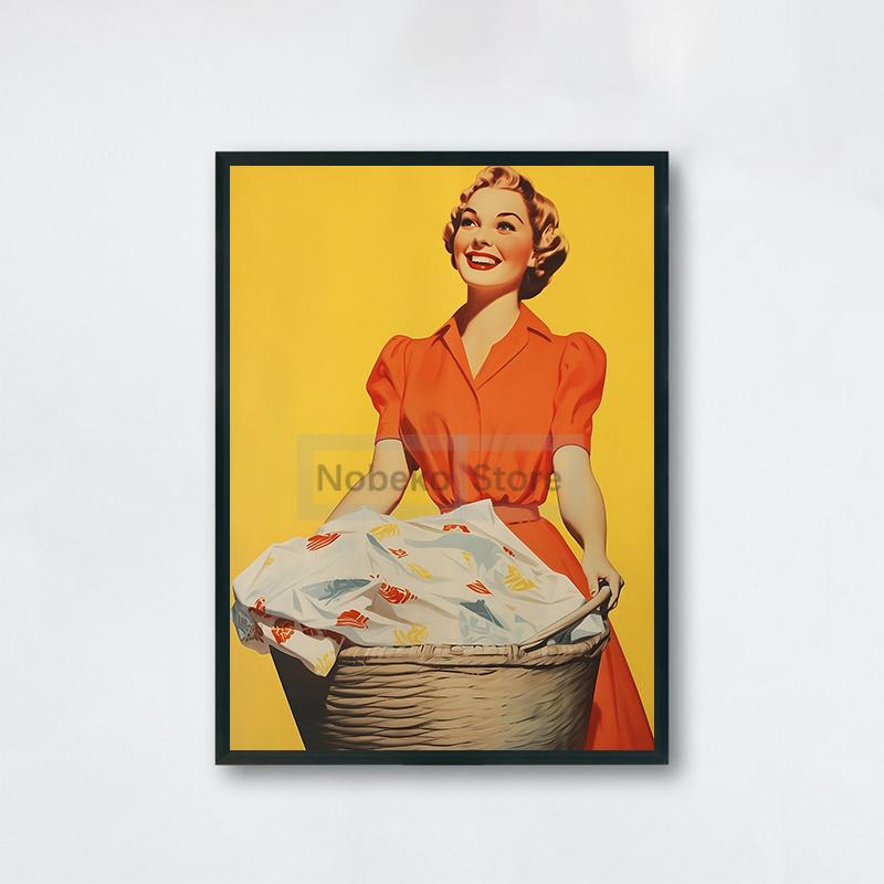 Vintage Funny Laundry Day Poster Retro Housewife Funny Prints Canvas Painting Wall Art Pictures Home Room Bathroom Decoration