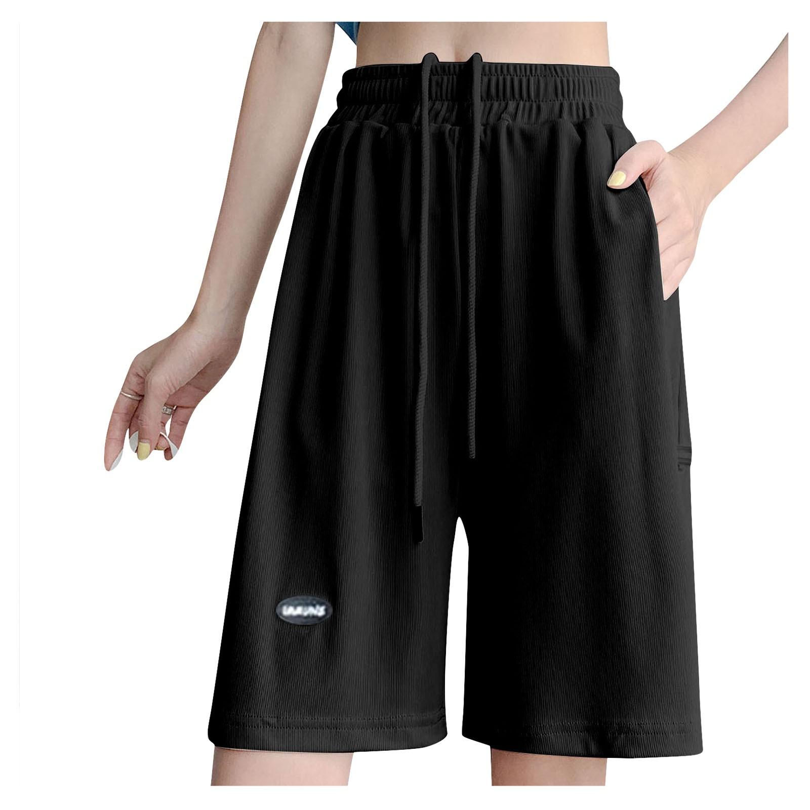 

Жіночі вільні літні повсякденні шорти Верхній одяг Спортивні прямі повсякденні спортивні шорти з високою талією M чорний