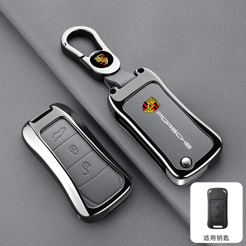 3 Buttons Zinc Alloy Leather Car Remote Key Case Cover Shell Accessory For Porsche Cayenne 955 957 911 997 Boxster 987 Sticker LG4