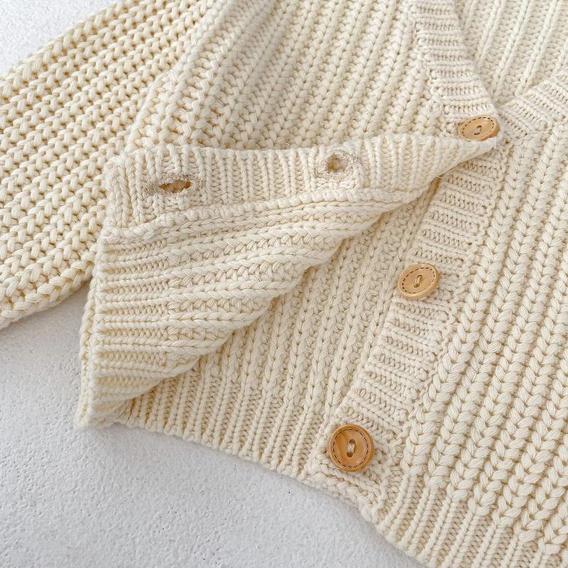 Internet Celebrity Trendy Style Baby Girl Infant Pearl Knit V-neck Sweater Newborn Long Sleeve Cardigan